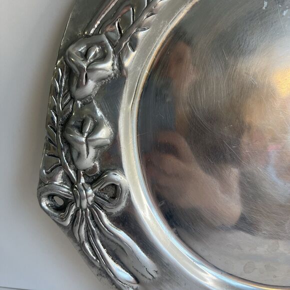 Mexican Pewter Silver Large charger LILLYS  10th Anniversary Gift Rustic - Picture 7 of 7